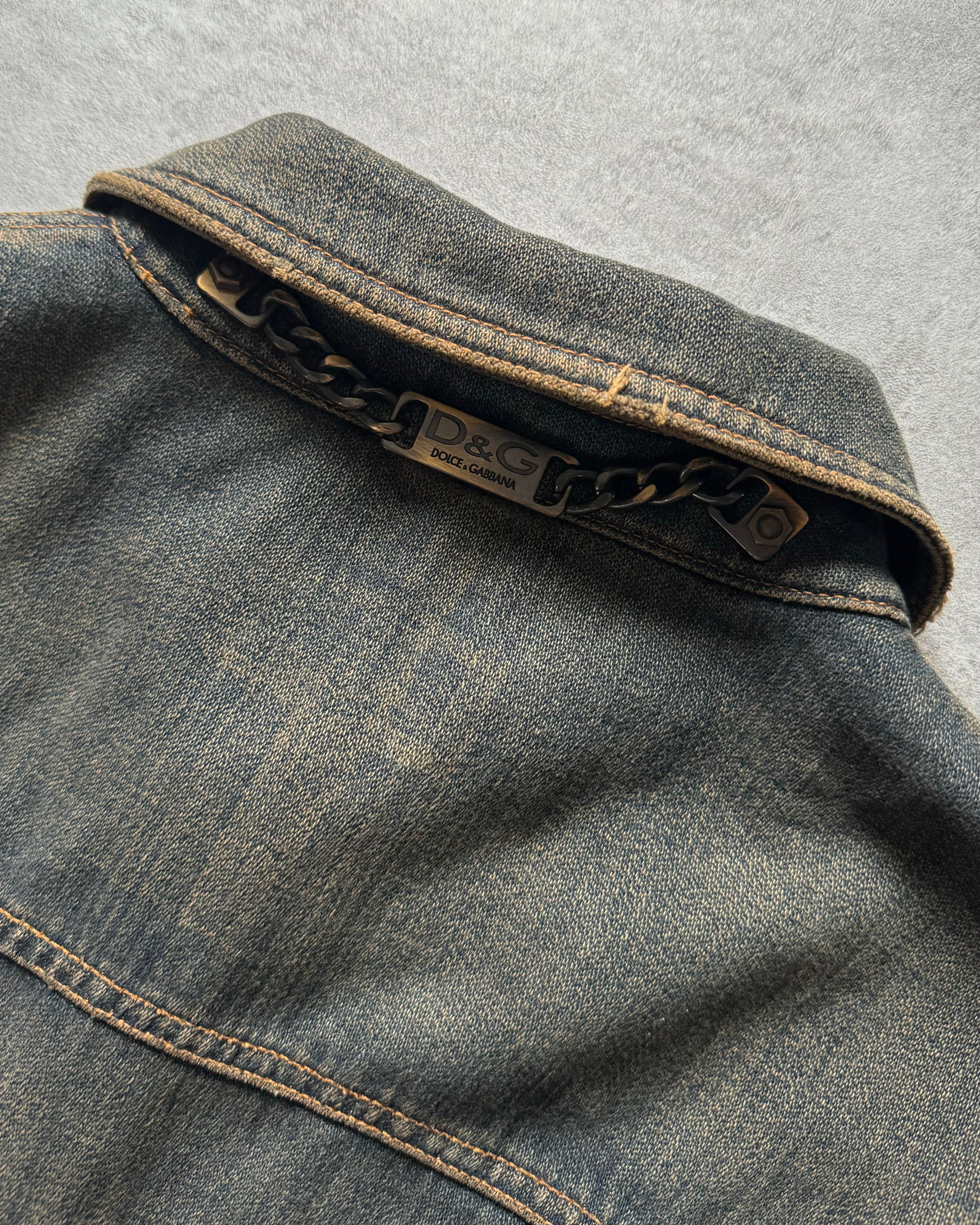 AW2003 Dolce & Gabbana Double Waisted multi Pockets Denim Jacket (L) - 3