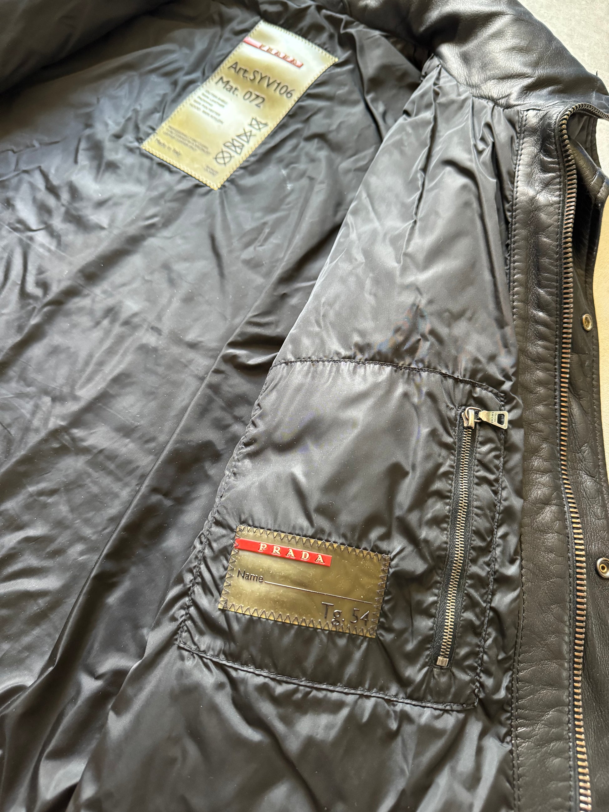 2000s Prada Brut Sport Leather Biker Jacket (L) - 6