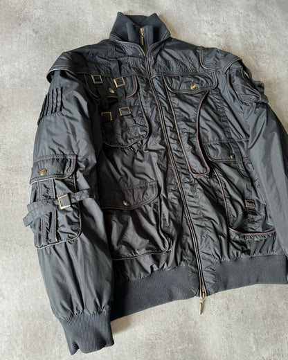 AW2005 Just Cavalli Cargo Gun Black Utility Bomber Jacket (XL) - 3