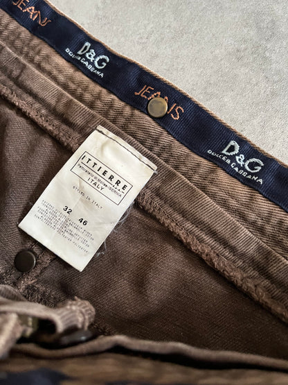 AW2003 Dolce & Gabbana Brown Zipped Pants (S) - 5