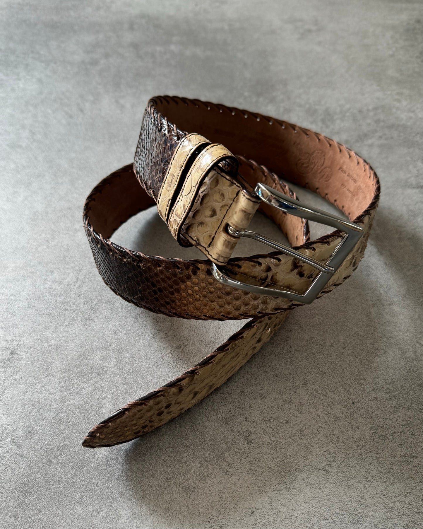 Marco Rettili Artisanal Milanese Sahar Python Leather Belt (OS) - 5