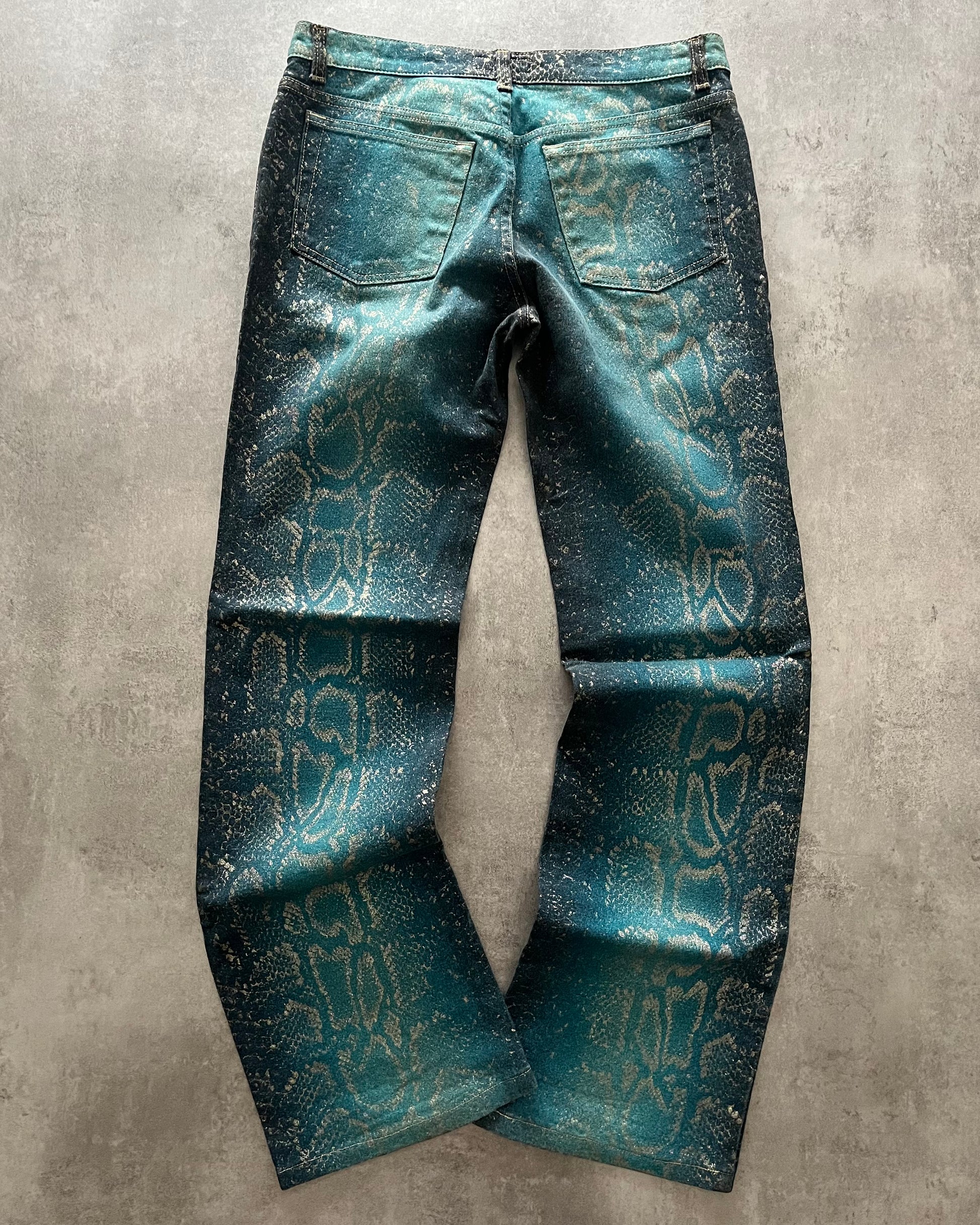 AW1999 Roberto Cavalli Blue Python Skin Legend Pants (M) - 2