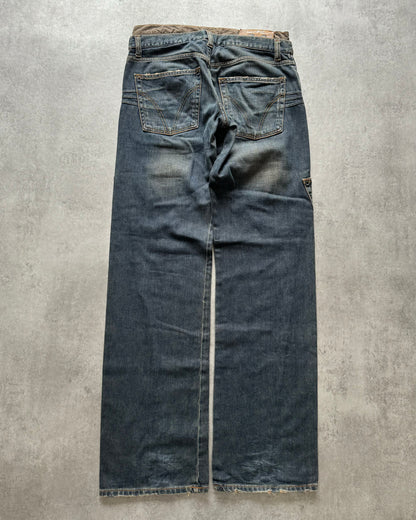 AW2003 Dolce & Gabbana Double-Waisted Faded Denim Cargo Pants (M) - 2