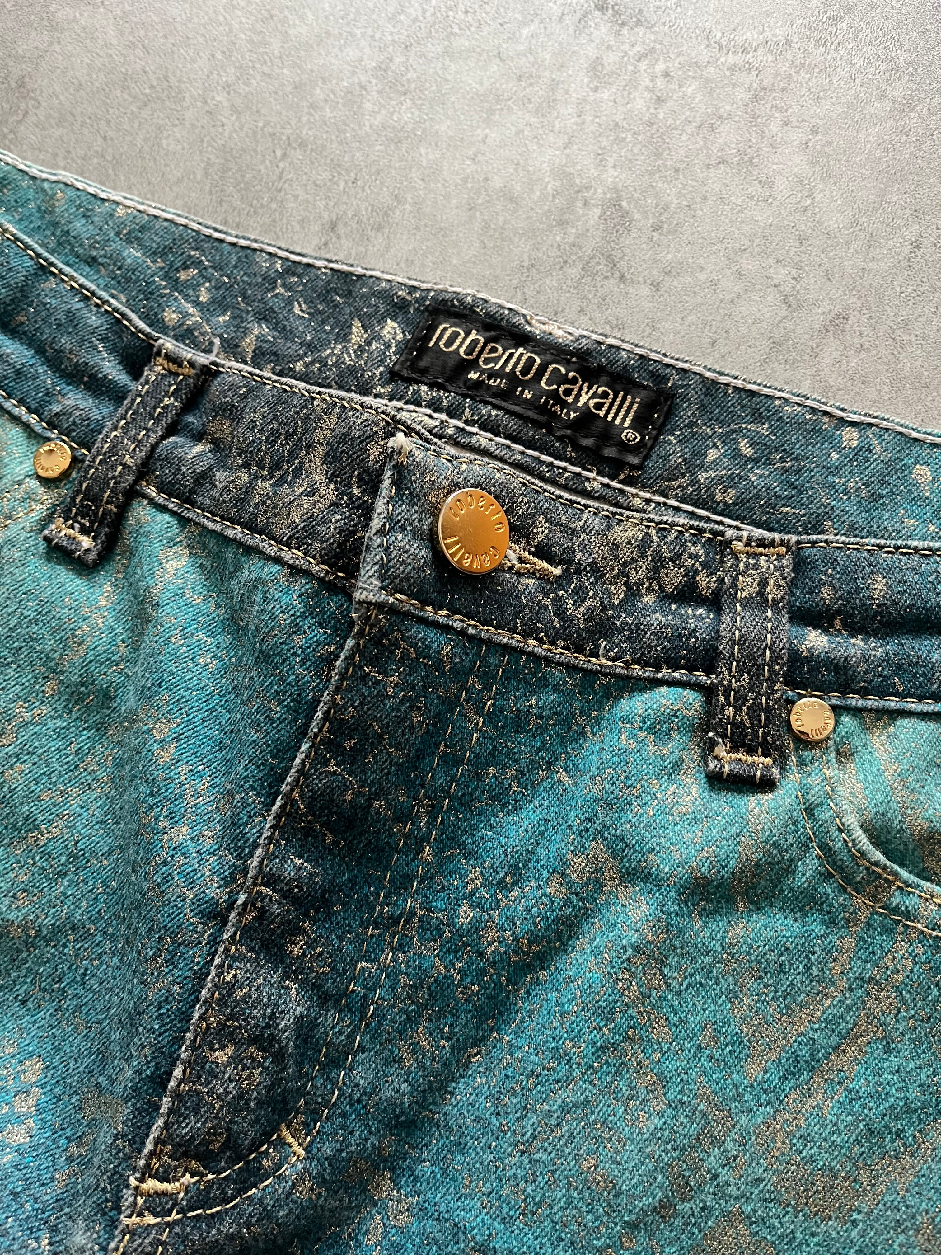 AW1999 Roberto Cavalli Blue Python Skin Legend Pants (M) - 6