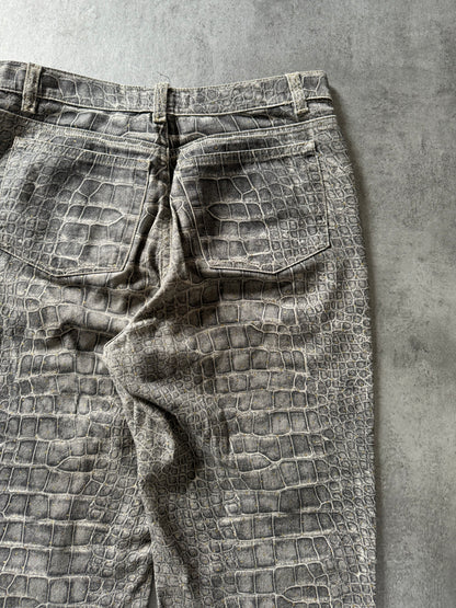 AW1999 Roberto Cavalli Crocodile Skin Effect Grey Pants  (S) - 3