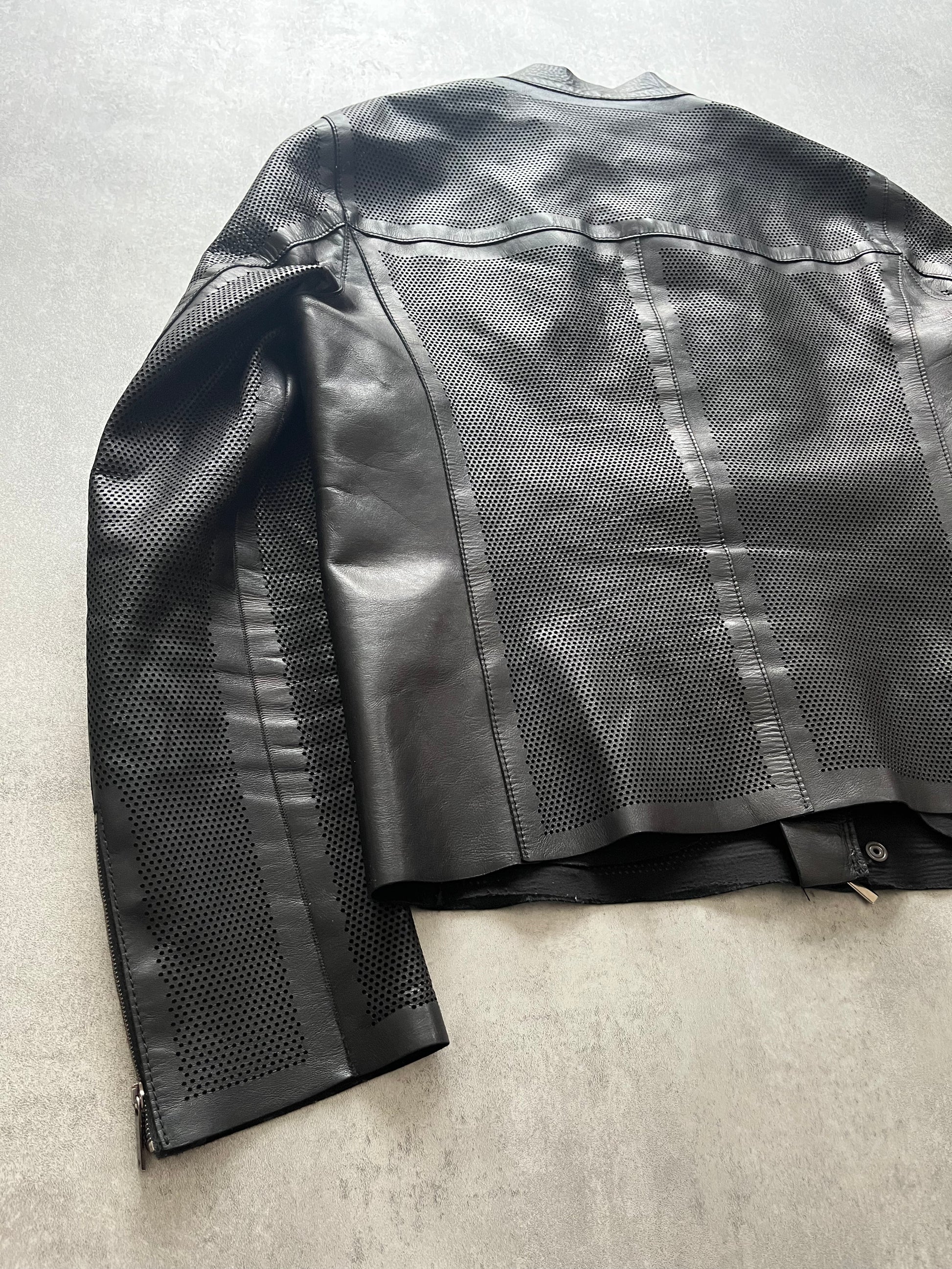 AW2011 Emporio Armani Biker Asymmetrical Leather Jacket (L) - 5