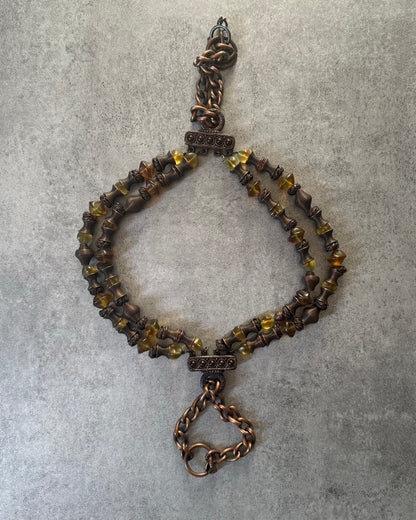 SS1994 Jean Paul Gaultier Masai Platinum Bronze & Amber Resin Necklace (OS) - 1