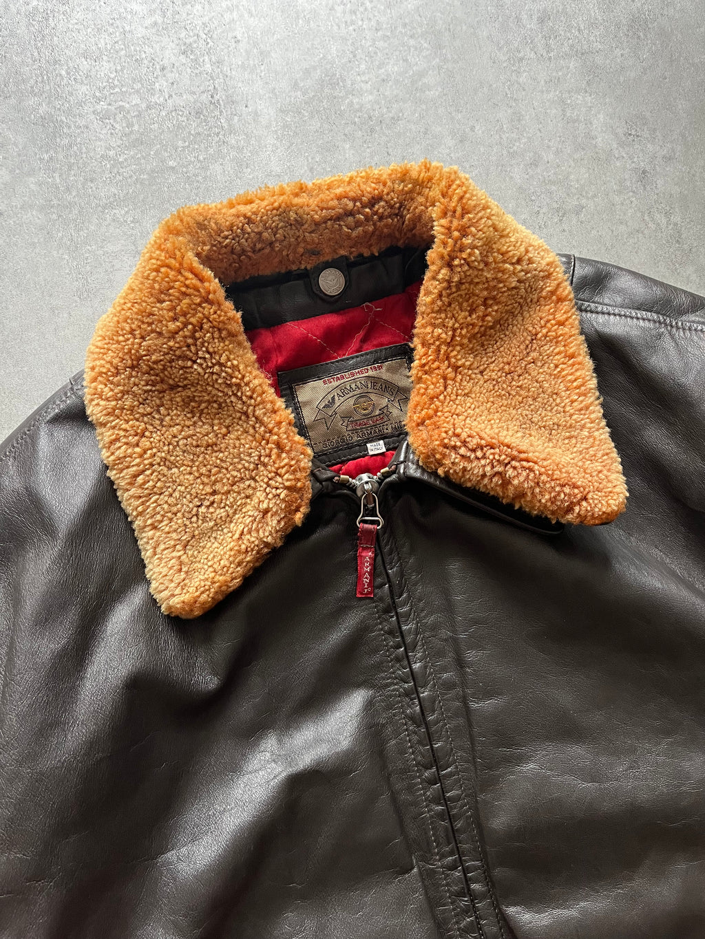 1980s Giorgio Armani Leather Bomber Jacket (M) - 6