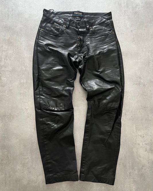 1990s Pantera Black Rocker Leather Pants (M) - 1