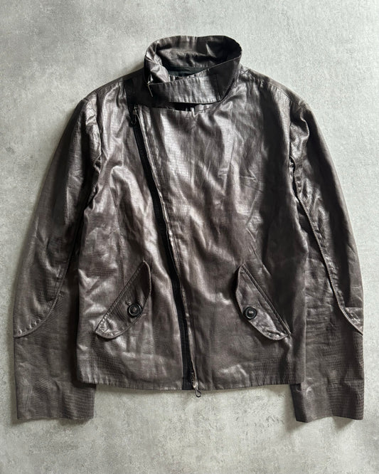 AW2008 Emporio Armani Cracked Asymmetrical Brown Jacket  (M) - 1