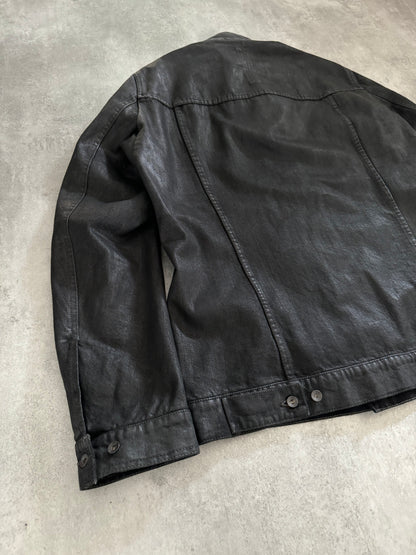 SS2016 Rick Owens Waxed Dark Black Jacket (XL) - 8