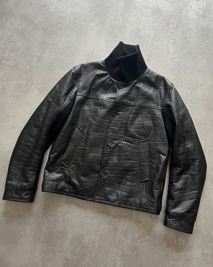 1990s Prada Milano Hybrid Dark Leather Jacket (M) - 2