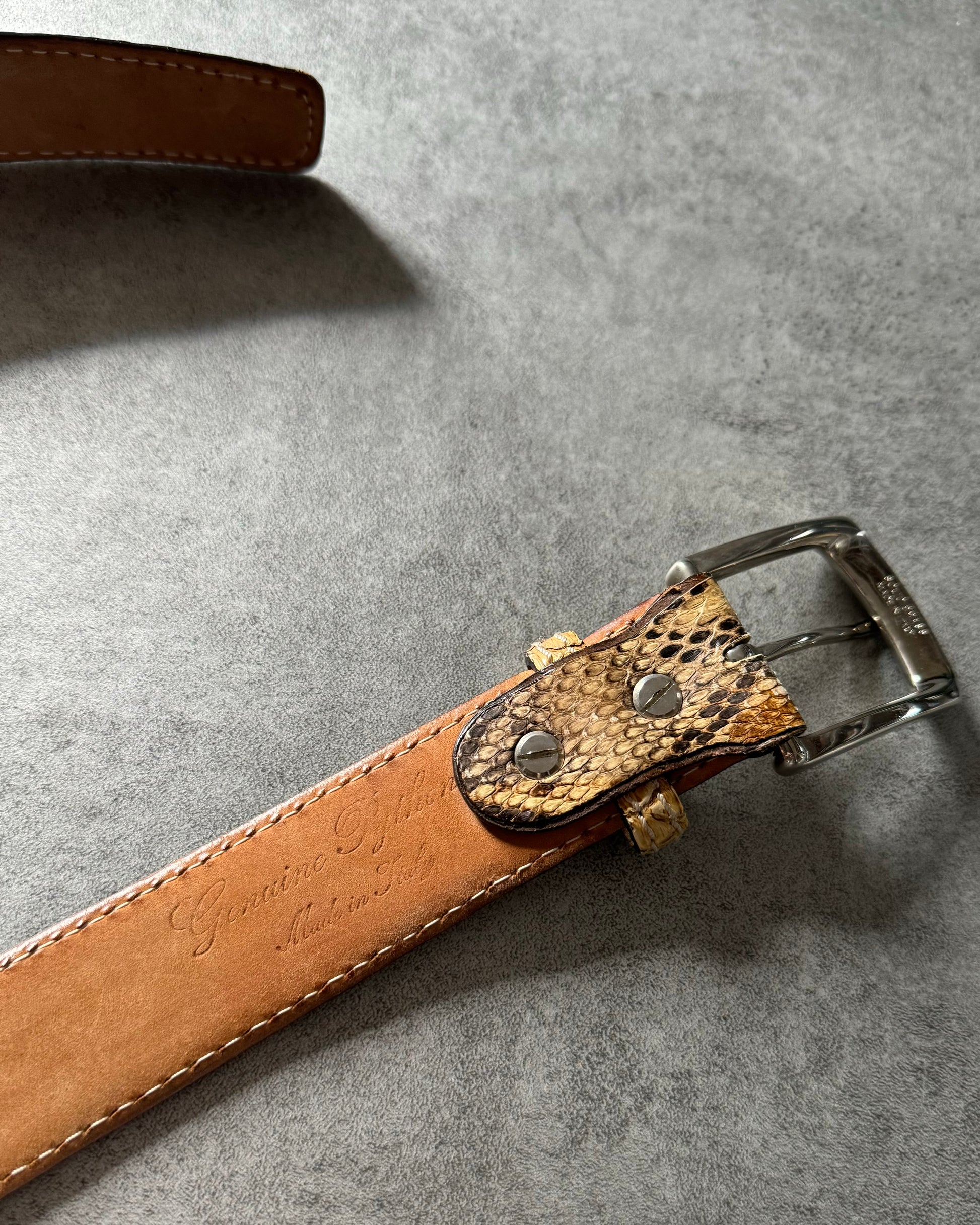Artisanal Milanese Faded Python Leather Belt  (OS) - 5