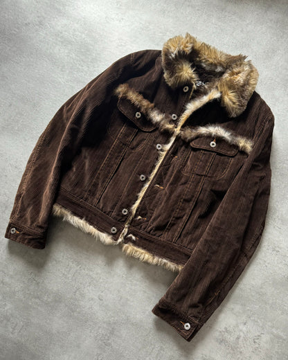 FW2001 Dolce & Gabbana Fur Striped Corduroy Jacket (M) - 2