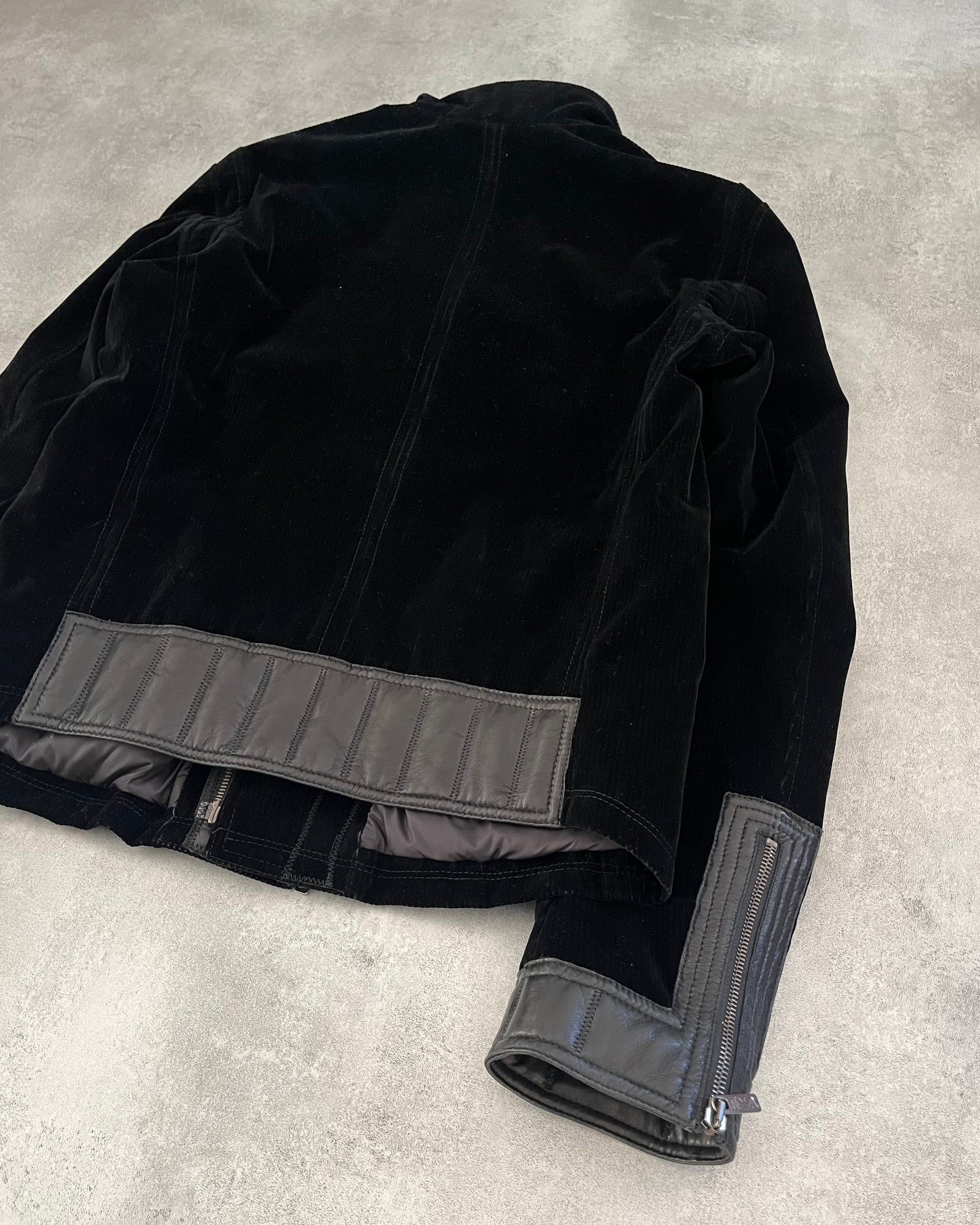 AW2011 Emporio Armani Dark Velvet Multi Zips Jacket (M) - 7