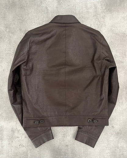 AW2005 Prada Brown Minimalist Leather Jacket  (M) - 2