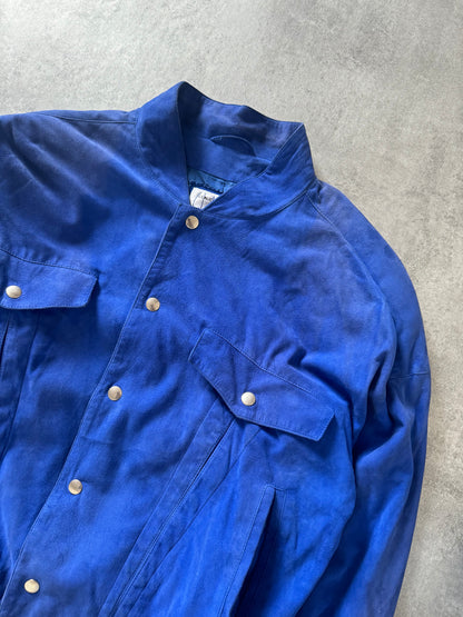 AW1984 Claude Montana pour Ideal Cuir French Blue Worker Bomber Jacket (M) - 5