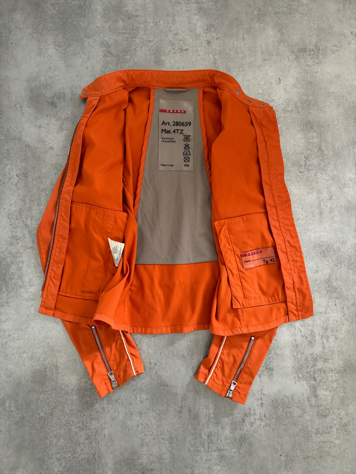 2000s Prada Orange Nylon Jacket (XS) - 4
