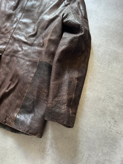 AW2003 Emporio Armani Precious Brown Leather Jacket  (M) - 5