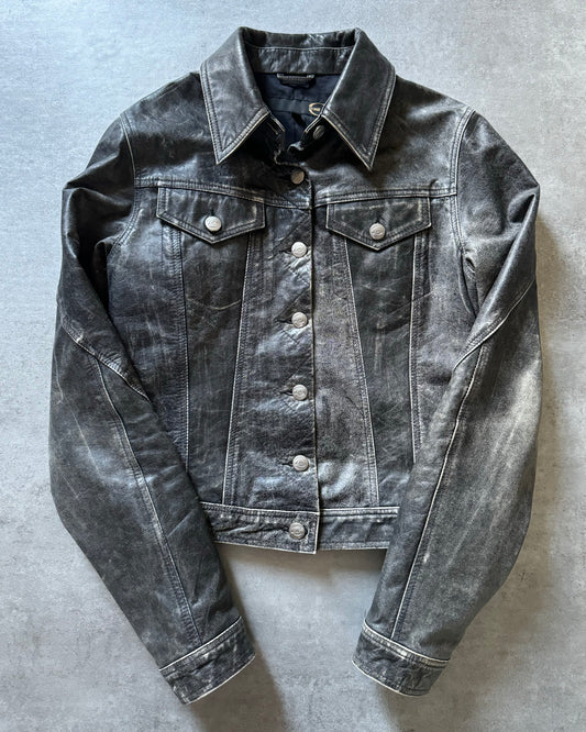 2000s Cavalli Brut Raw Leather Jacket (S) - 1