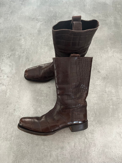 Prada Genuine Crocodile Leather Boots  (43) - 4