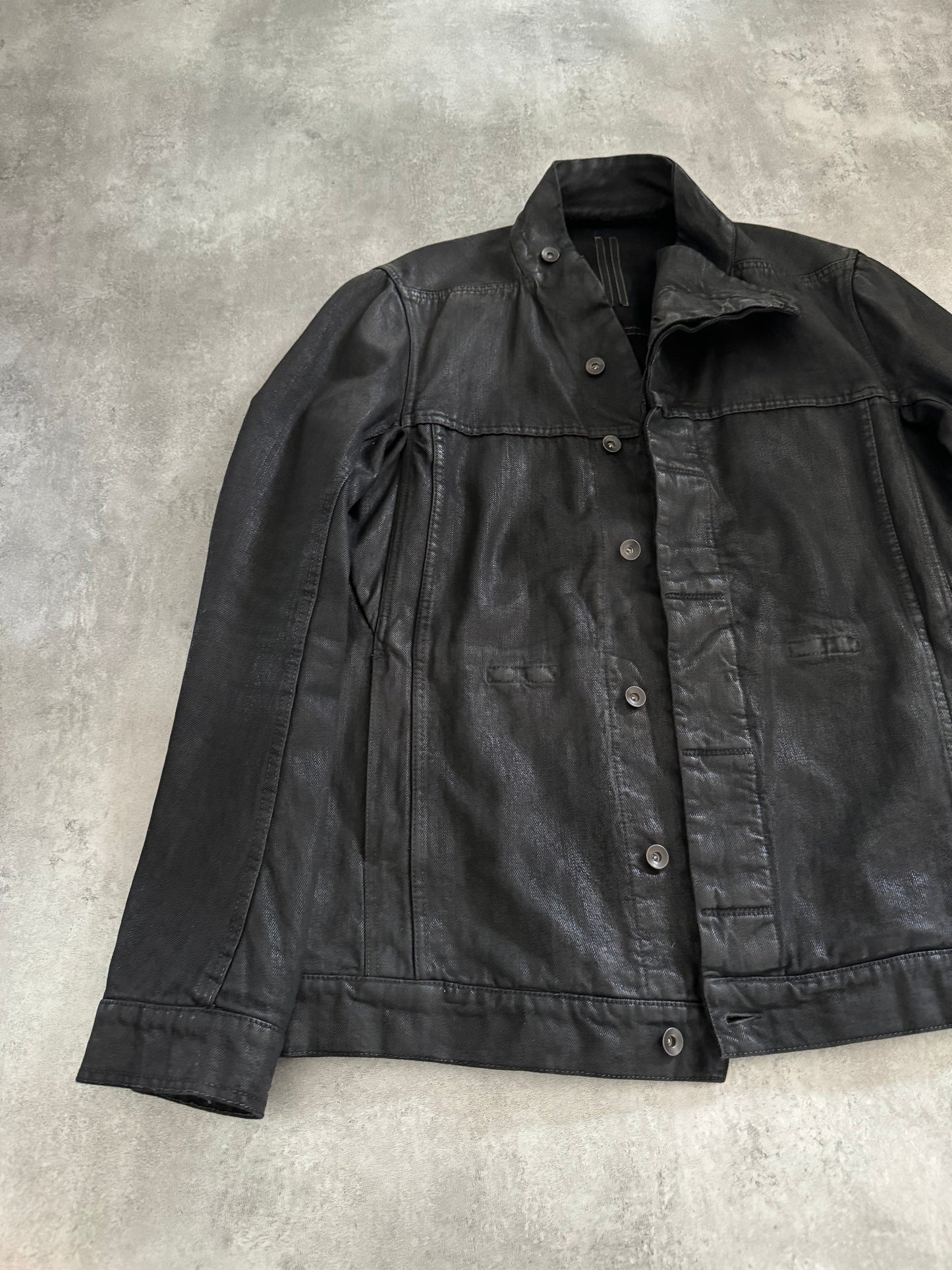 SS2016 Rick Owens Waxed Dark Black Jacket (XL) - 5