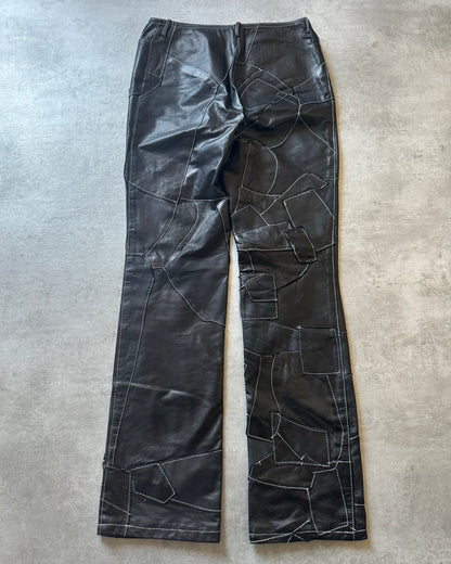 2000s Plein Sud Black Leather Patchwork Pants  (S) - 2