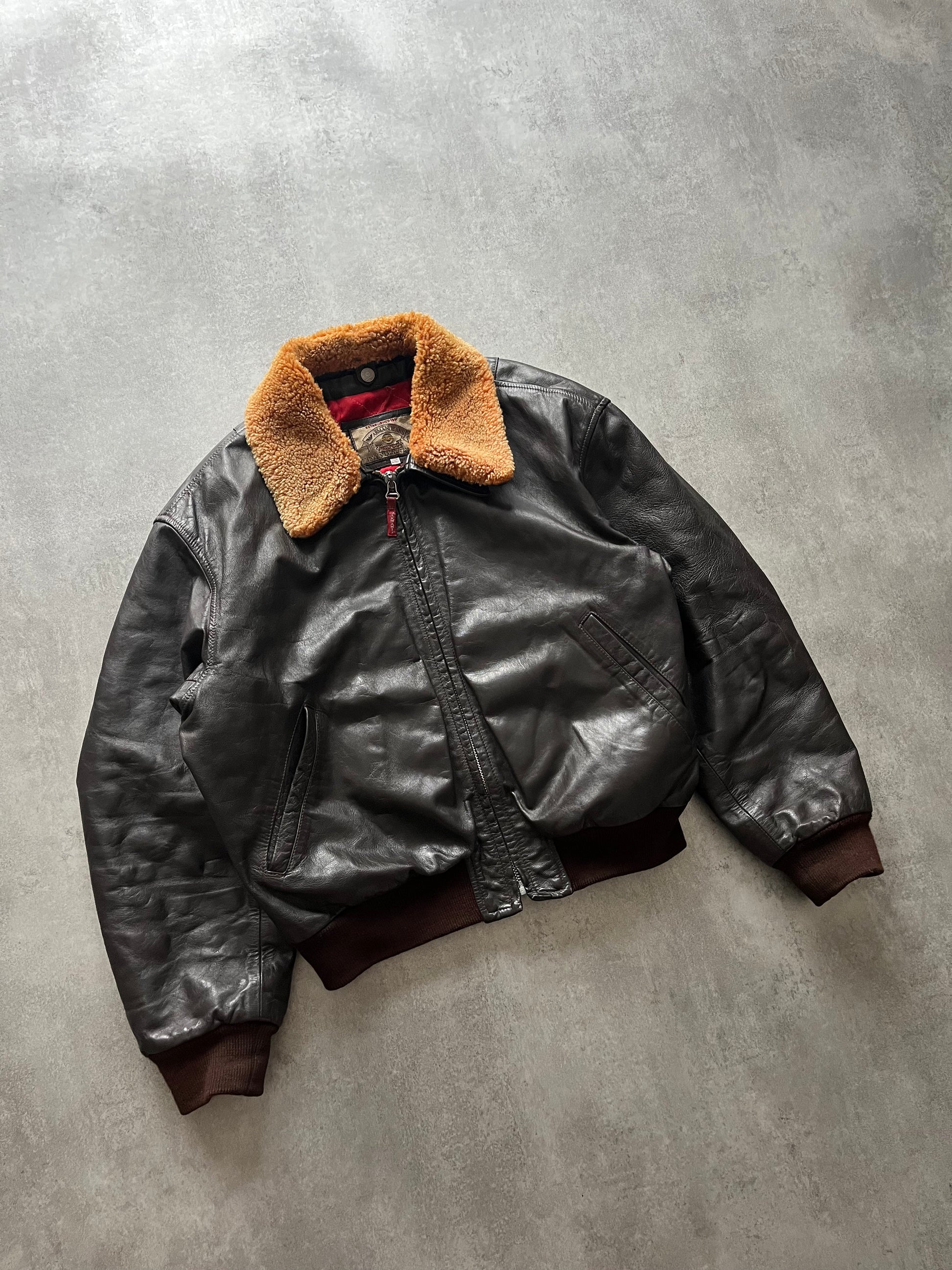 1980s Giorgio Armani Leather Bomber Jacket (M) - 5