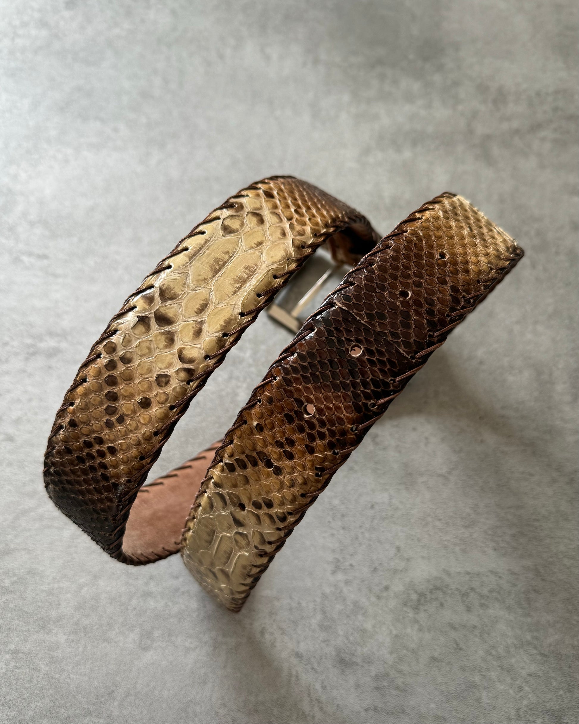 Marco Rettili Artisanal Milanese Sahar Python Leather Belt (OS) - 4