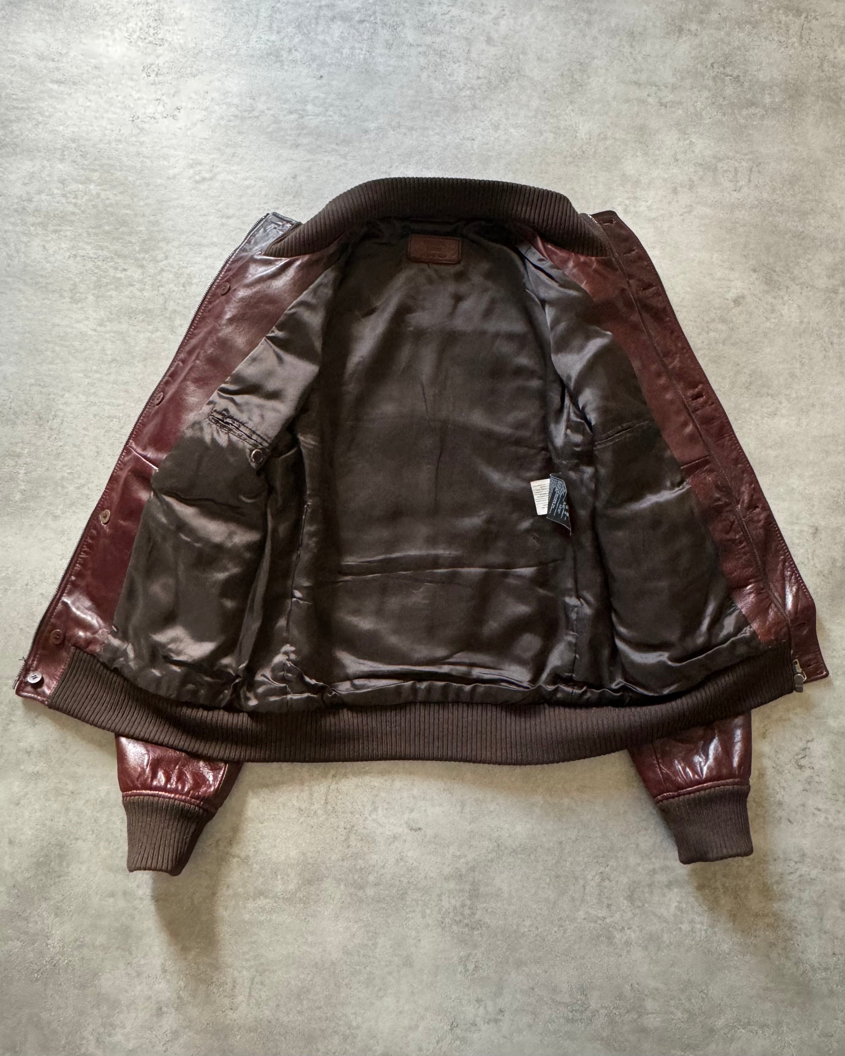 AW2008 Prada Bordeaux Thick Cowhide Premium Calf Leather Jacket  (M) - 8