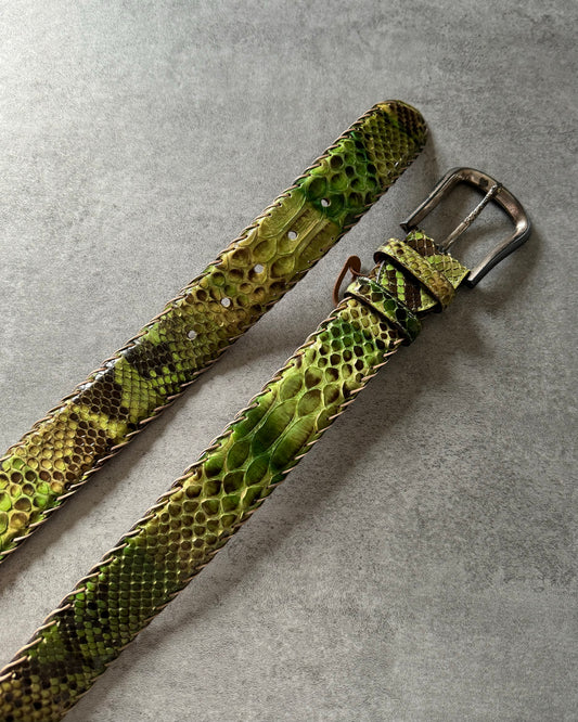 Marco Rettili Artisanal Milanese Green Dopamine Python Leather Belt (OS) - 1