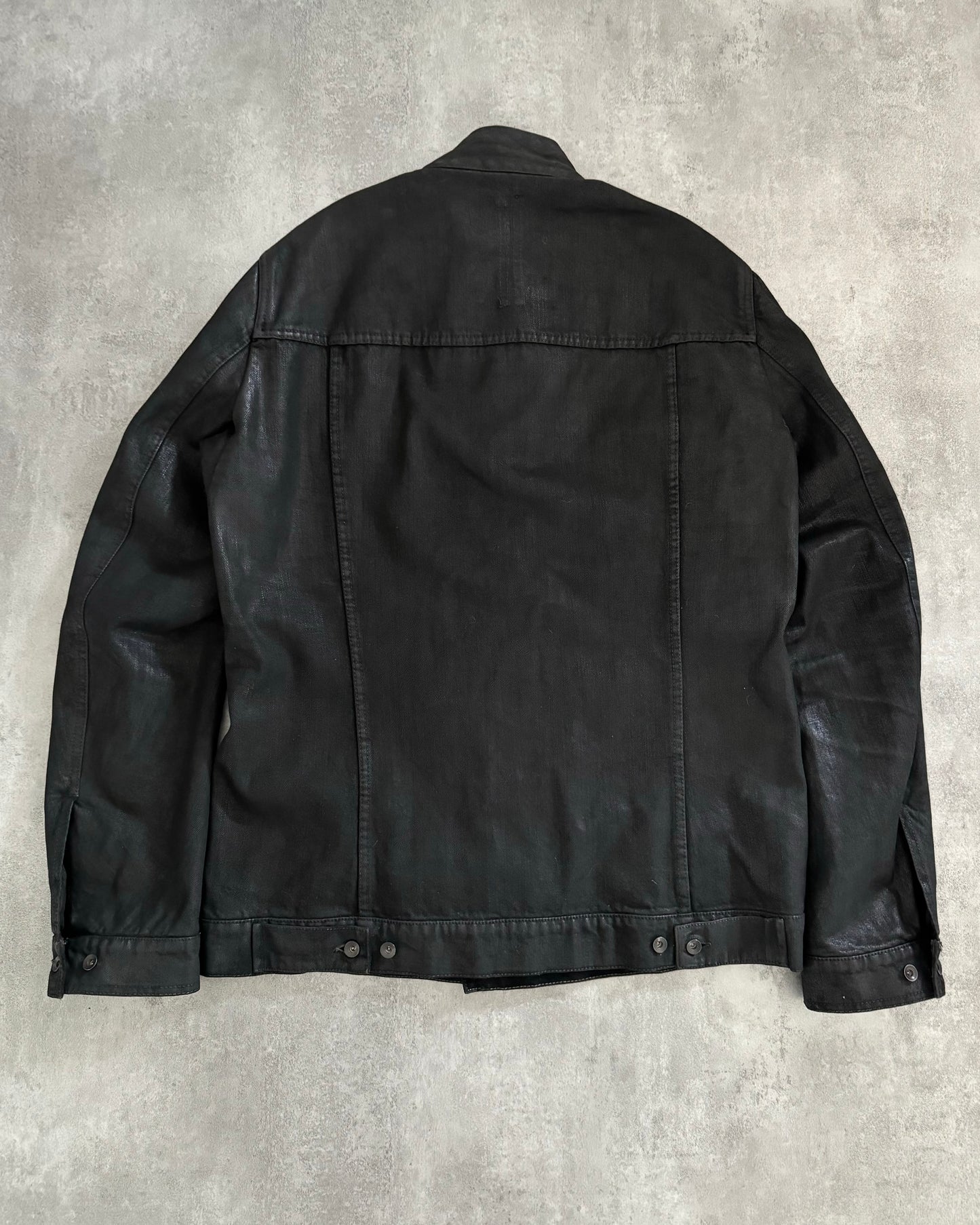 SS2016 Rick Owens Waxed Dark Black Jacket (XL) - 3