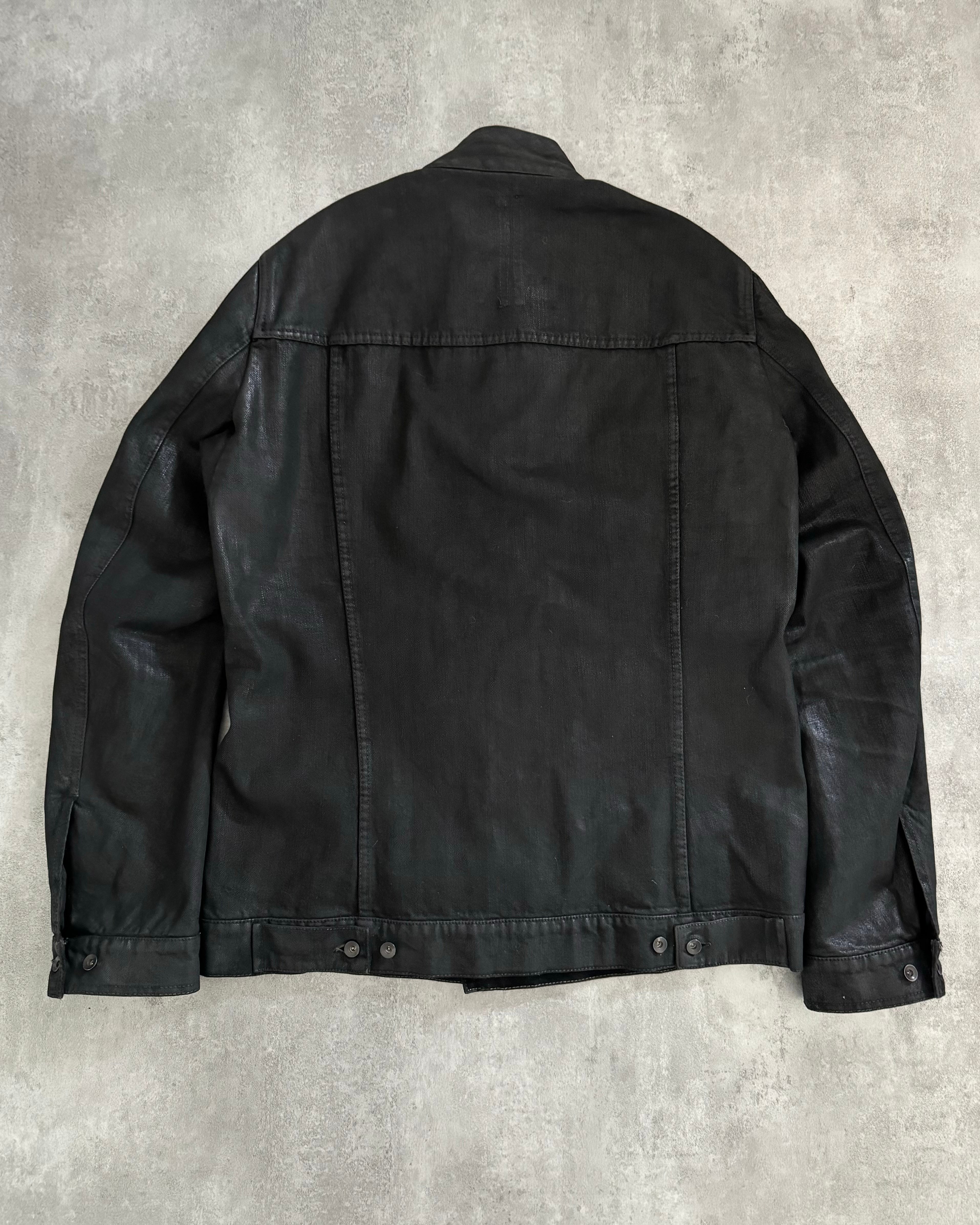 SS2016 Rick Owens Waxed Dark Black Jacket (XL) - 3