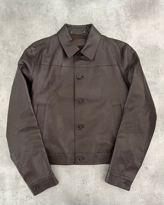 AW2005 Prada Brown Minimalist Leather Jacket  (M) - 1
