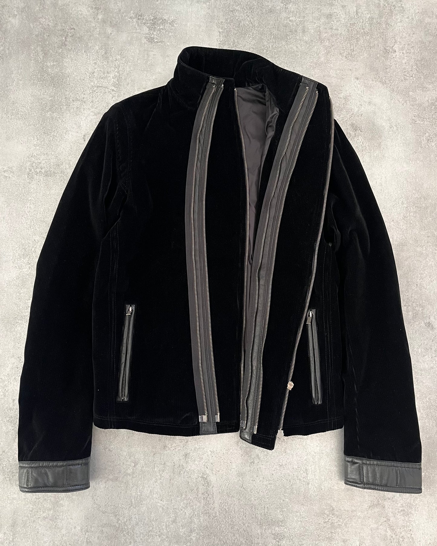 AW2011 Emporio Armani Dark Velvet Multi Zips Jacket (M) - 2