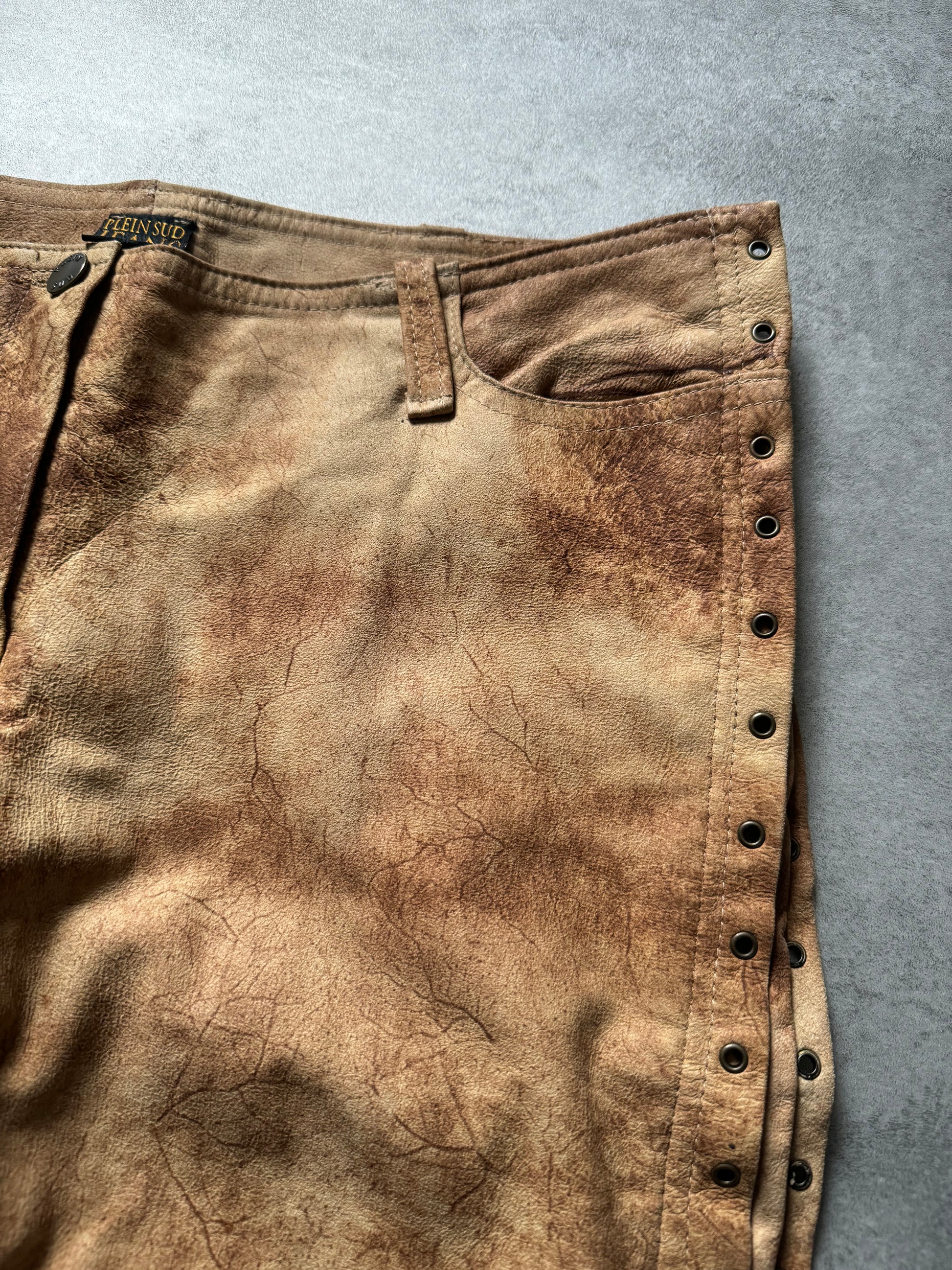 2000s Plein Sud Artisanal Marble Leather Pants  (M) - 8