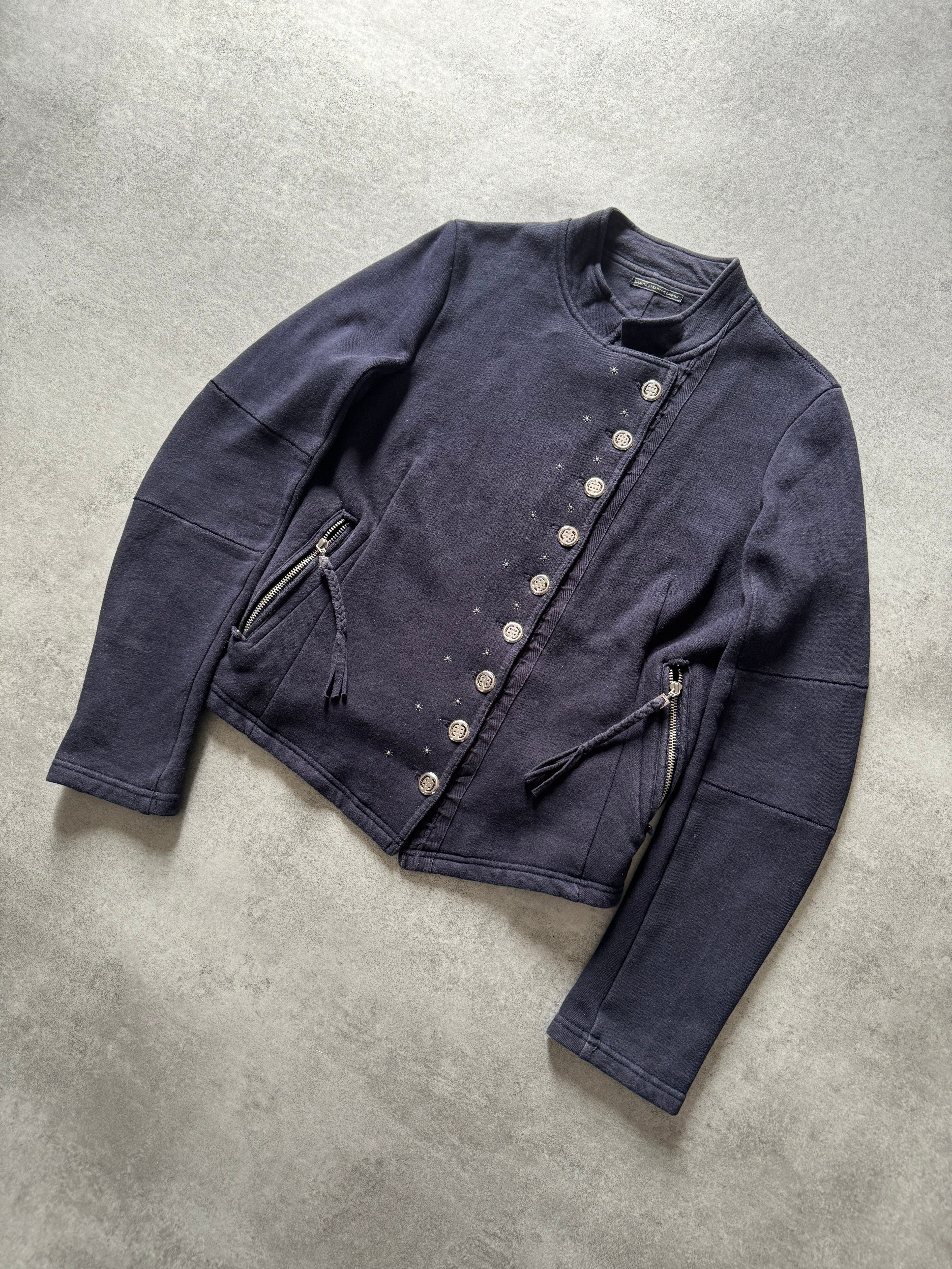 1990s Marithé François Girbaud Asymmetrical Excellence Navy Cardigan  (S) - 3