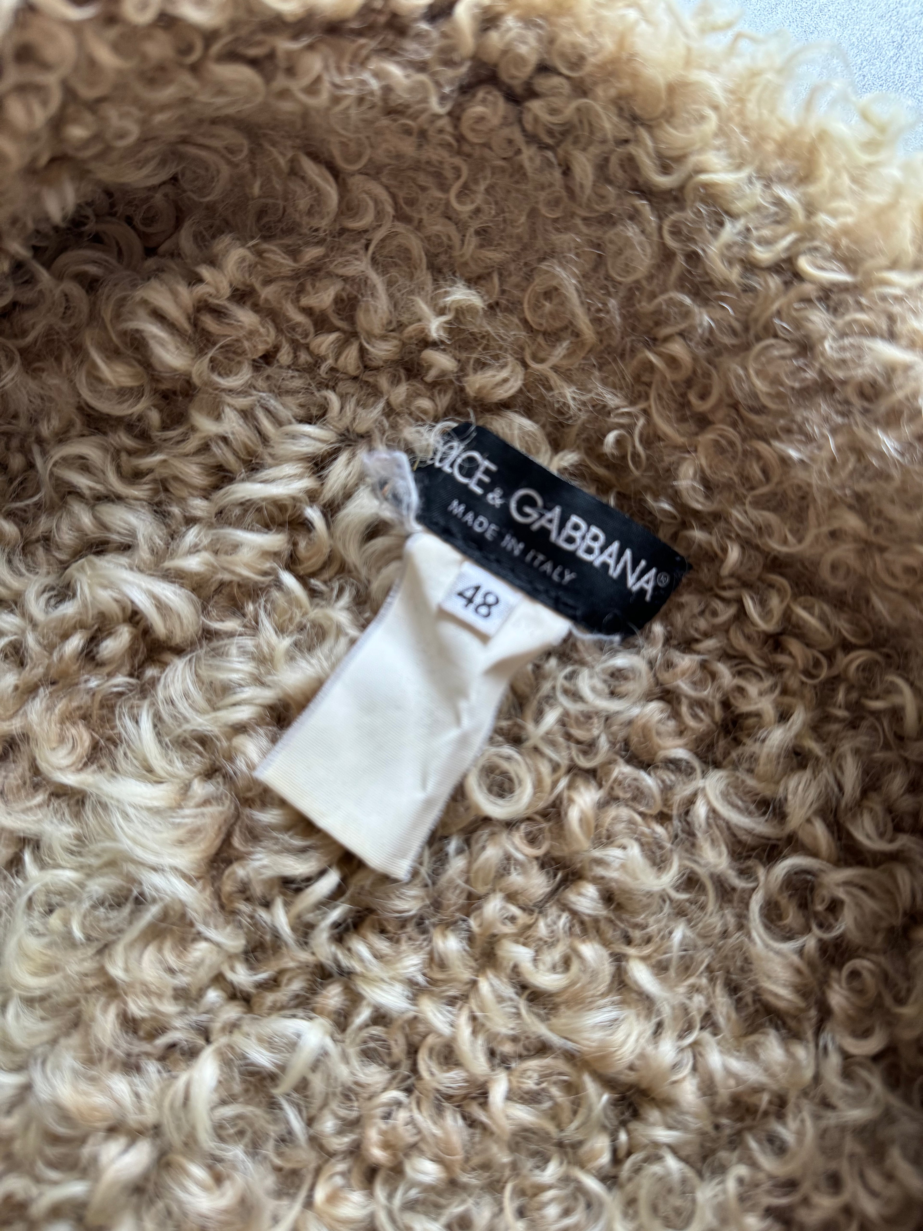 1990s Dolce & Gabbana Brown Scares Cozy Rug Jacket (M) - 4