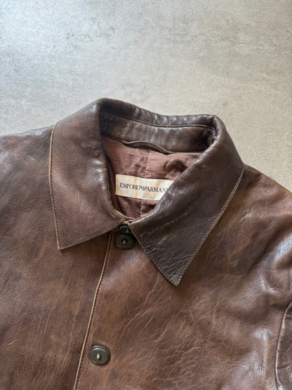 AW2003 Emporio Armani Precious Brown Leather Jacket  (M) - 8