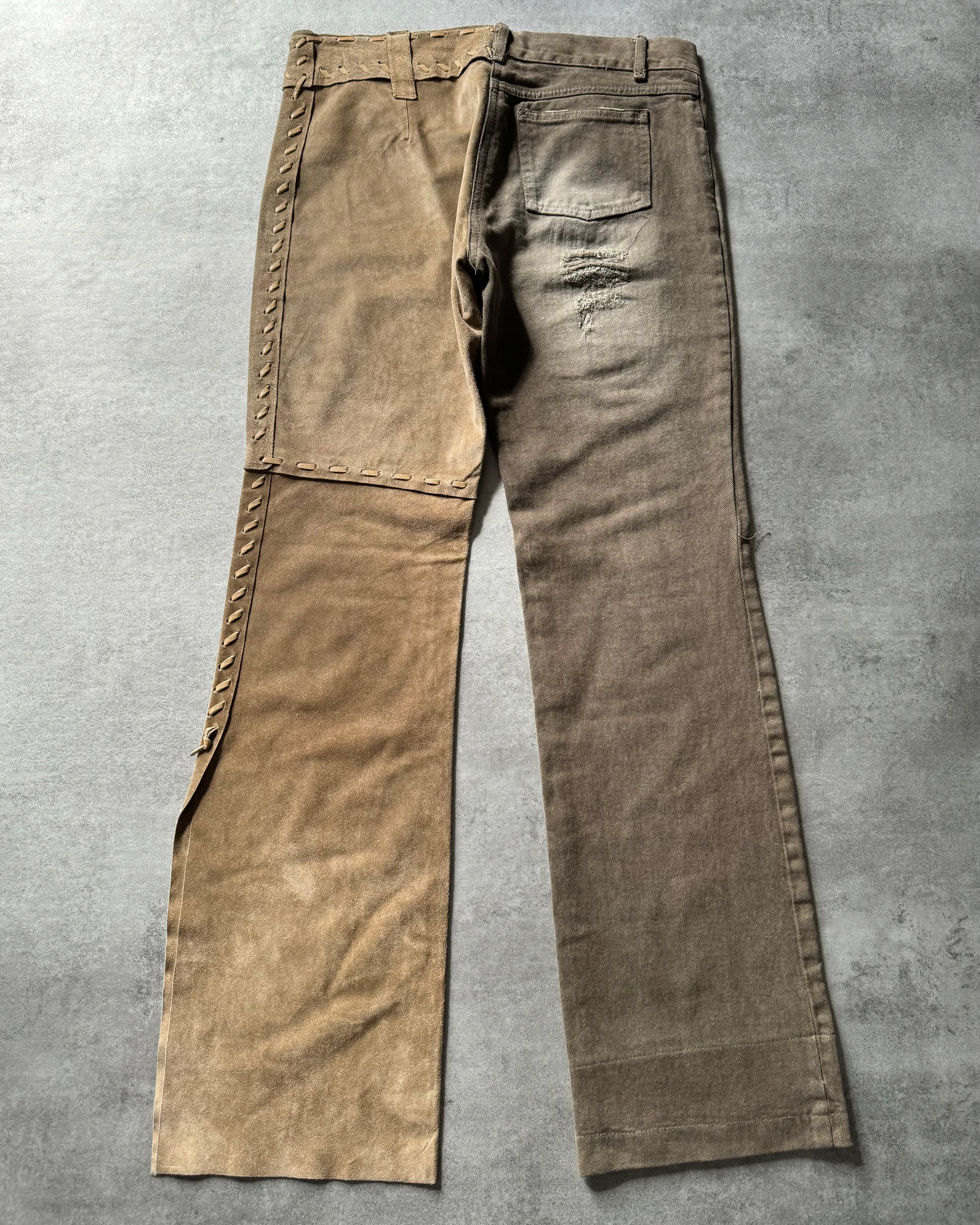 1990s Dolce & Gabbana Hybride Leather Denim Pants  (M) - 2