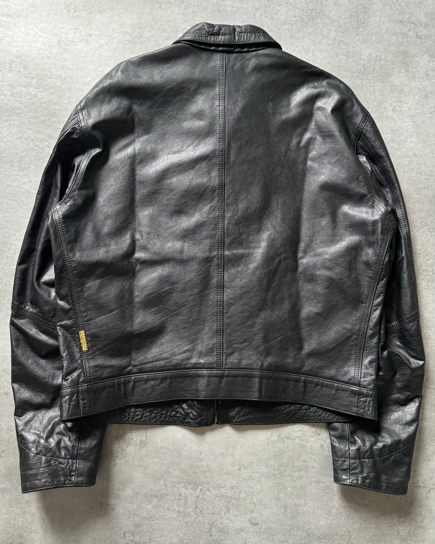 1990s Armani Pragmatic Black Leather Jacket  (L) - 2