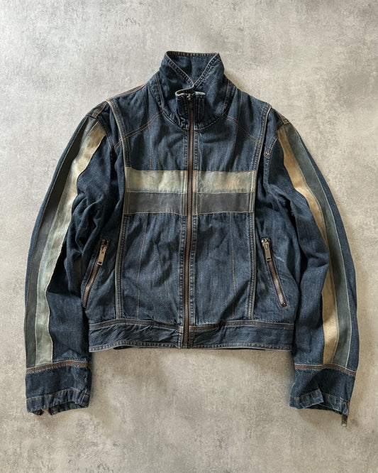 AW2004 Dolce & Gabbana Racing Leather Denim Jacket  (S) - 1