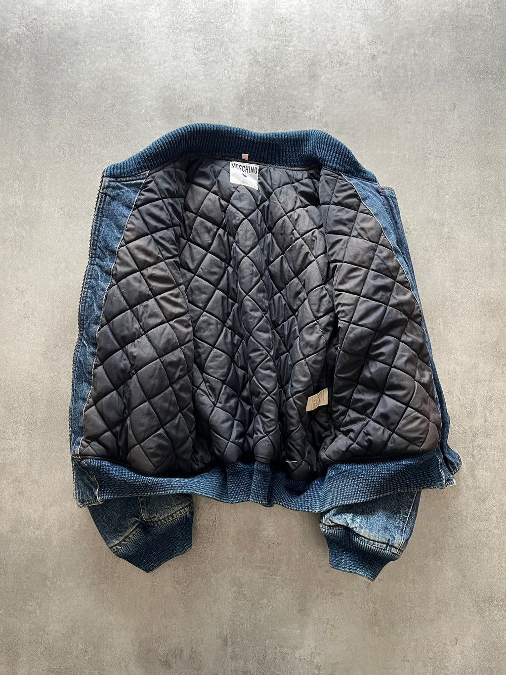 1990s Moschino Aero Relaxed Denim Bomber Jacket (M) - 5