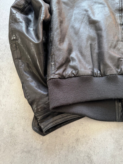 2000s Armani Black Rocky Leather Jacket  (M) - 4