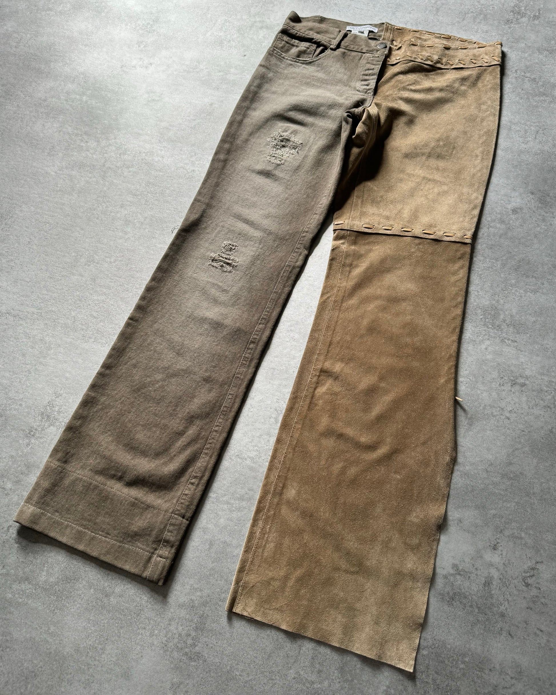 1990s Dolce & Gabbana Hybride Leather Denim Pants  (M) - 3