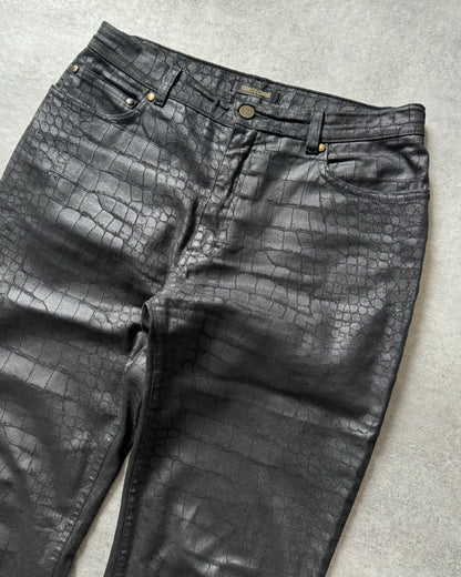 2000s Roberto Cavalli Crocodile Skin Effect Obscure Pants (S) - 7