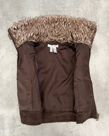 Underground Brown Faux Fur Sleeveless Jacket (XS) - 5